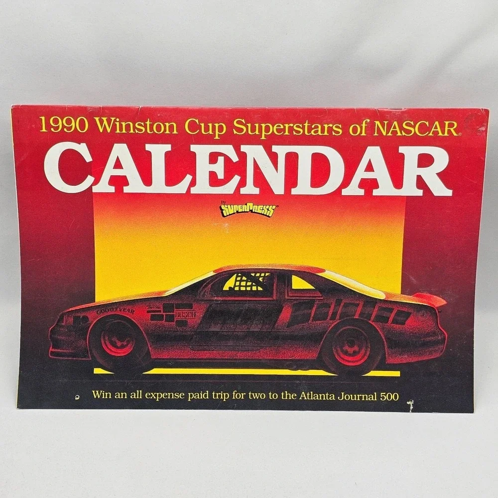 1990 Winston Cup NASCAR Driver Calendar Harry Gant Ken Schrader Geoff Bodine VTG